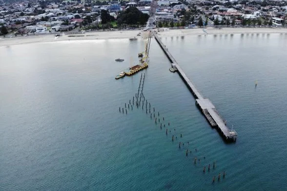 Aerial view of a pier