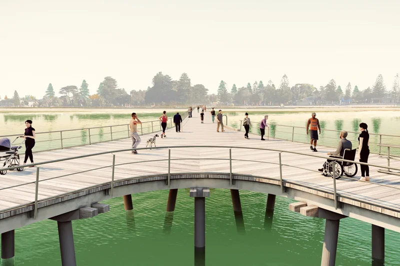 3D design of a pier with people